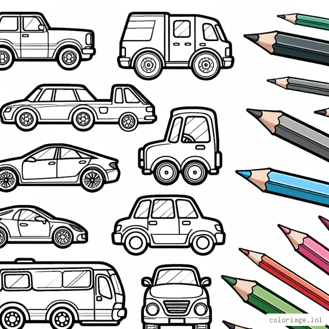 Rassemble tes crayons de couleur et prépare-toi à donner vie à ces voitures de différentes marques!