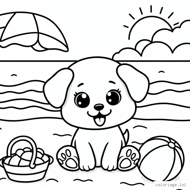 Un petit chiot appréciant une journée à la plage