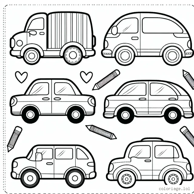 Dessine et colore différentes marques de voitures sur cette page!