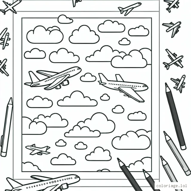 Un ciel rempli d'avions de différents types et tailles.