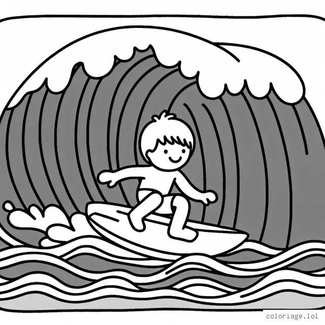 Surfeur en pleine action sur une grande vague
