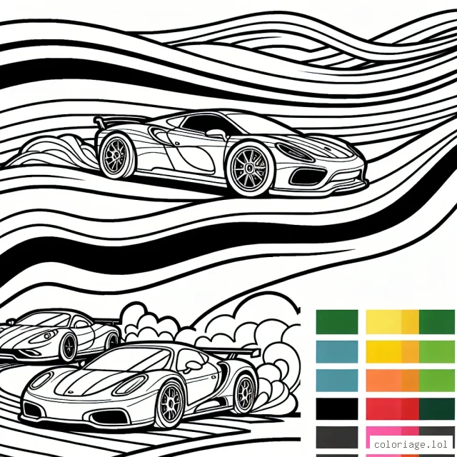 Un circuit automobile dynamique avec des voitures de sport de toutes les couleurs