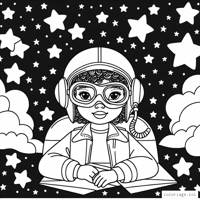 Pilote d'avion dans le ciel étoilé