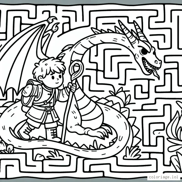Le petit explorateur bravant les dangers du labyrinthe de dragons