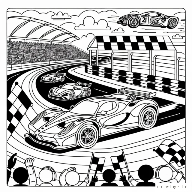 Une course passionnante de voitures de sport sur la piste de circuit