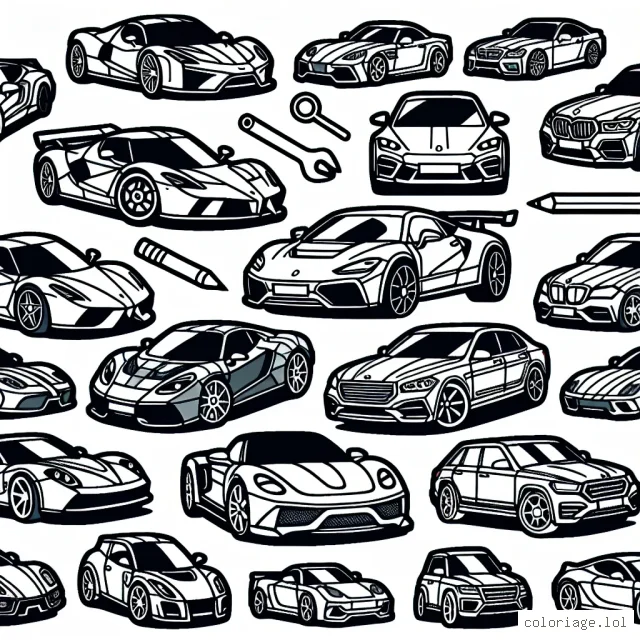 Voici une activité passionnante pour les enfants qui aiment les voitures ! Chaque voiture à colorier est représentative d'une marque spécifique. Essayez de les reconnaître et de les colorier de la même couleur que le logo de la marque ou osez des designs uniques. Il y a des marques comme Ferrari, Renault, BMW, Tesla et bien d'autres !