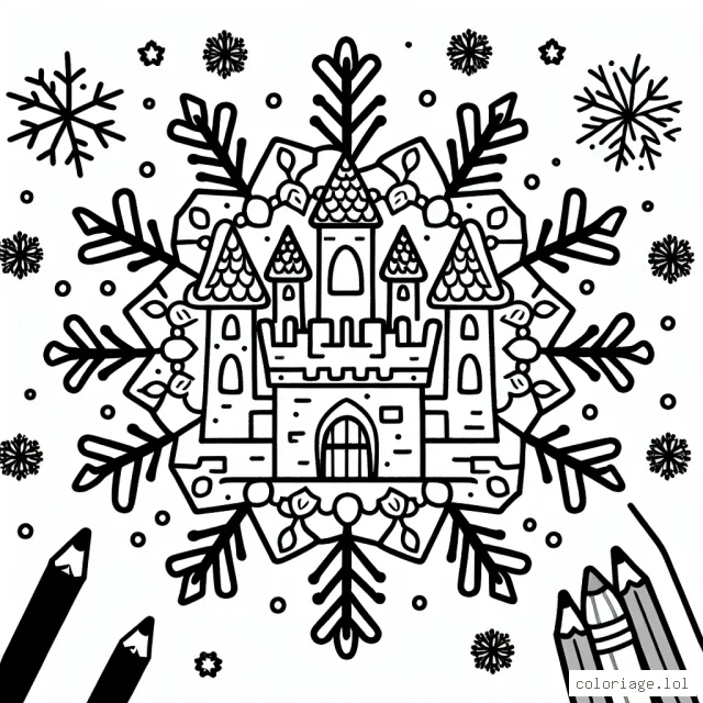 Un flocon de neige unique et détaillé qui est un château de princesse miniature