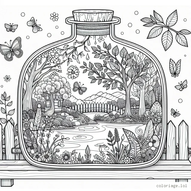 Imagine un merveilleux jardin secret dans une bouteille, niché sur une étagère