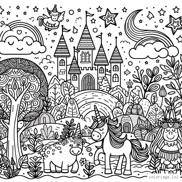 Imagine un monde fantastique peuplé de licornes, de trolls et de châteaux enchantés.