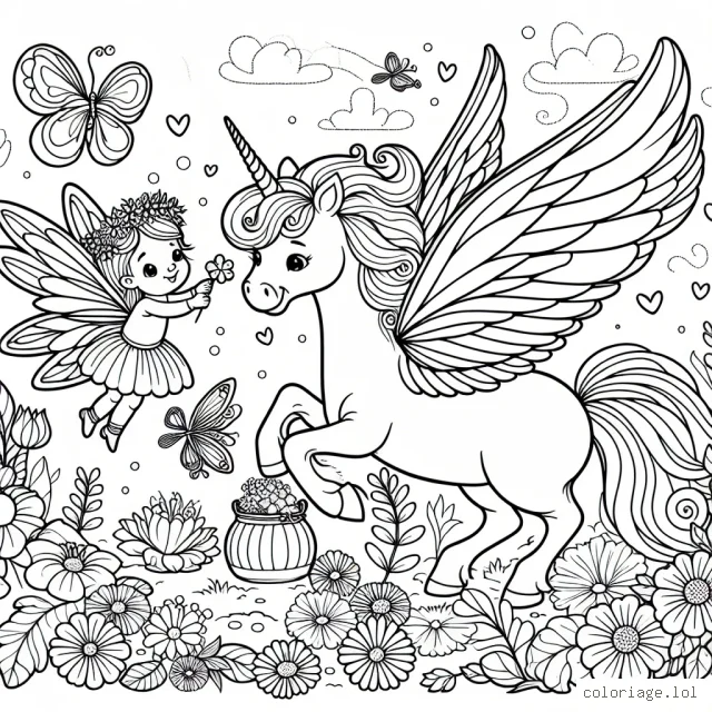 Dans un royaume enchanté, au milieu d'un jardin fleuri, une petite fée vole autour d'une magnifique licorne ailée. Les deux meilleurs amies sont en train de préparer une fête pour célébrer le retour du printemps.