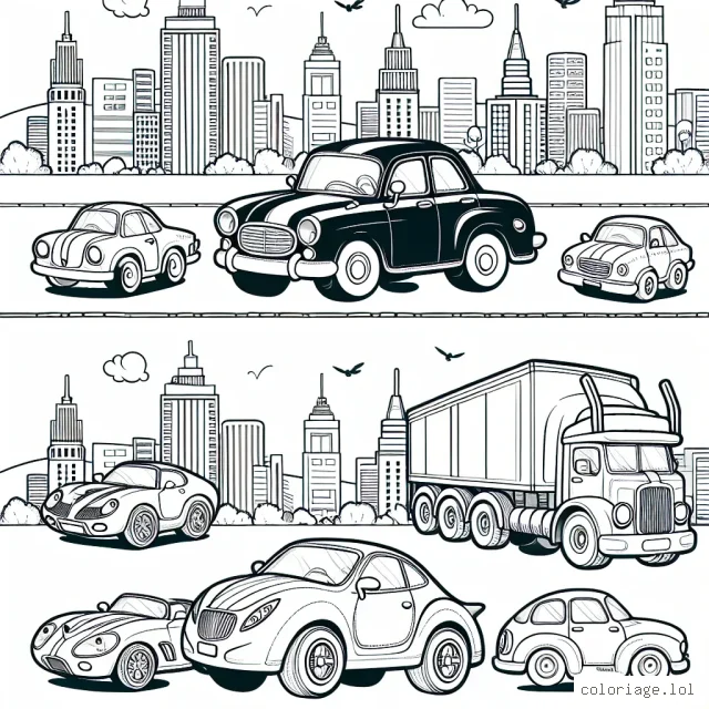 Voyage dans la ville avec une collection de voitures