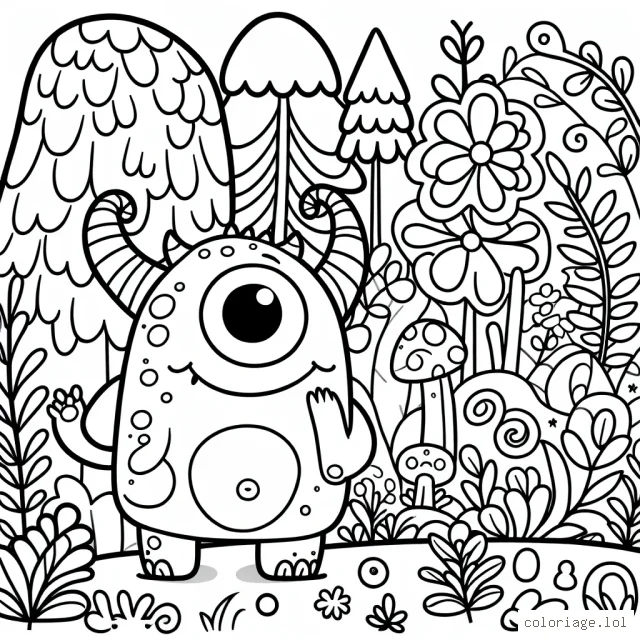 Un monstre sympathique dans une forêt enchantée