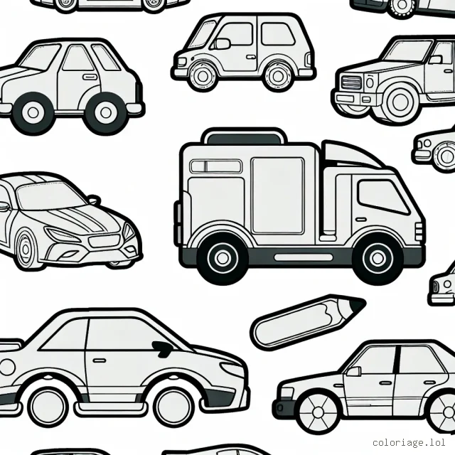 Créer un coloriage qui représente différentes marques de voitures préférées