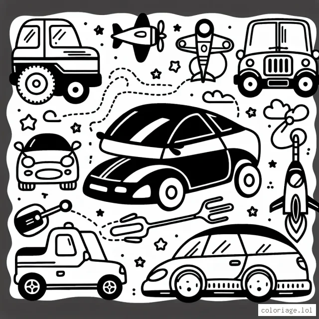 Dessine et colorie chaque voiture correspondant à sa marque spécifique.