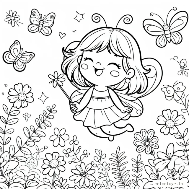 C'est un beau jour d'été, une petite fée nommée Léa vole joyeusement au-dessus d'un jardin fleuri. Tout en volant, elle s'arrête pour sentir les fleurs et joue avec les papillons. Elle utilise sa baguette magique pour apporter de la joie aux plantes et aux animaux qui vivent dans le jardin.