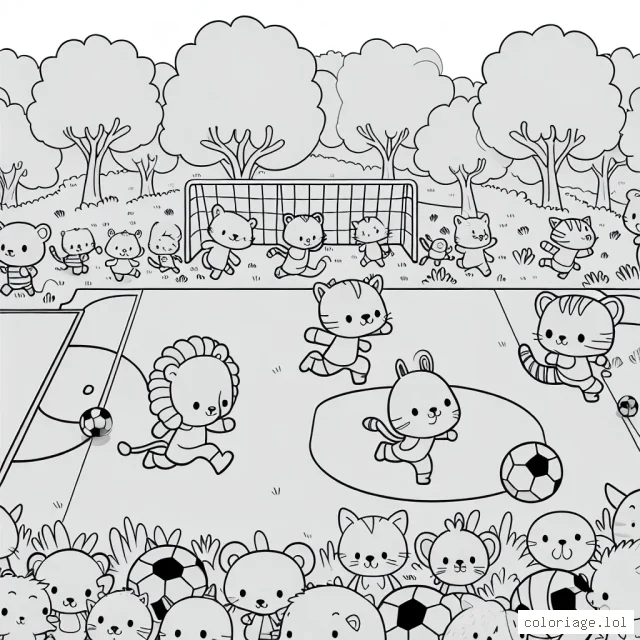 Une équipe d'animaux jouant un match de football