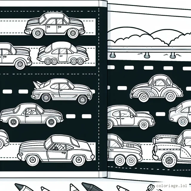 Un défilé coloré de voitures classiques et modernes sur une autoroute