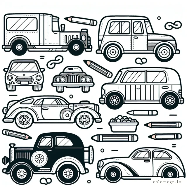 Dessine ton choix de voitures favorites parmi diverses marques populaires dont Ferrari, Audi, BMW et Range Rover.