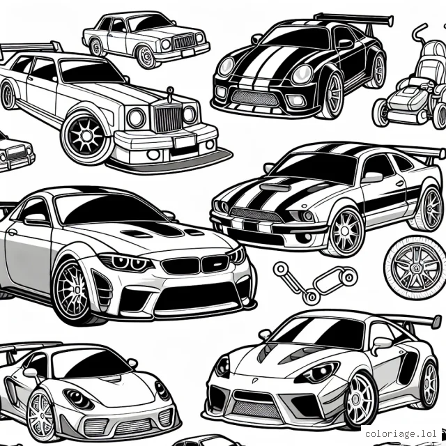 Un livret d'images de voitures par marque à colorier par vos enfants. Il contient une variété de voitures des marques les plus populaires telles que Mercedes, BMW, Audi, Ferrari et bien d'autres.