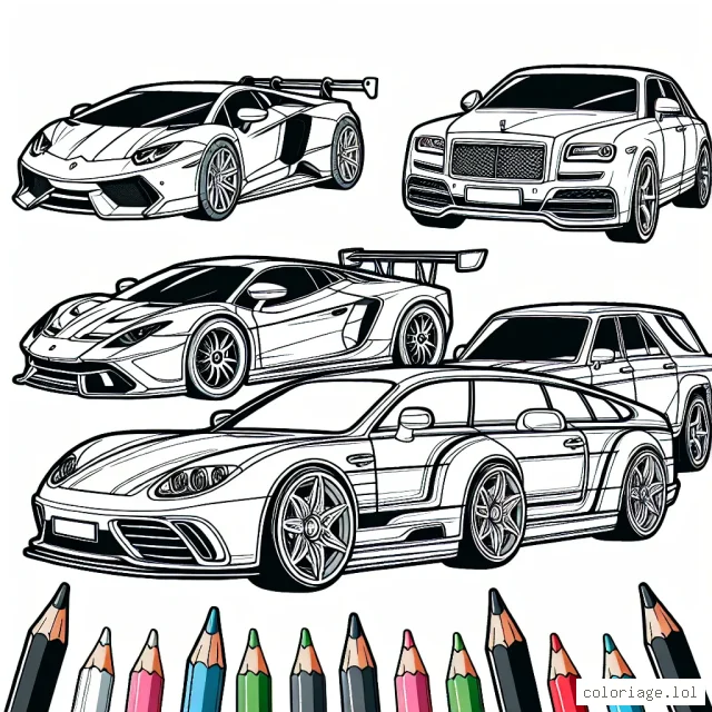 Nous avons plusieurs voitures de différentes marques qui t'attendent pour les colorier. Parmi elles, tu trouveras Ferrari, Porsche, Lamborghini, Aston Martin et bien d'autres. Prêt à leur donner des couleurs éclatantes?