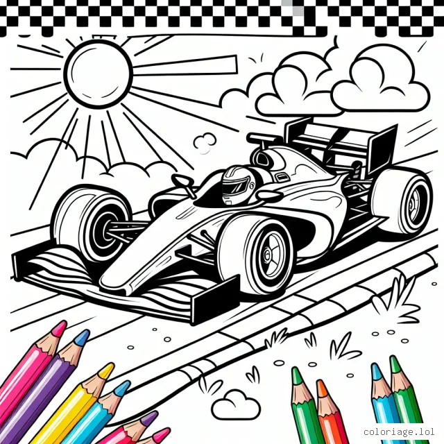 Un beau jour ensoleillé, une voiture de course file à toute allure! Sauf que… les couleurs ont disparu! Pouvez-vous les ramener?