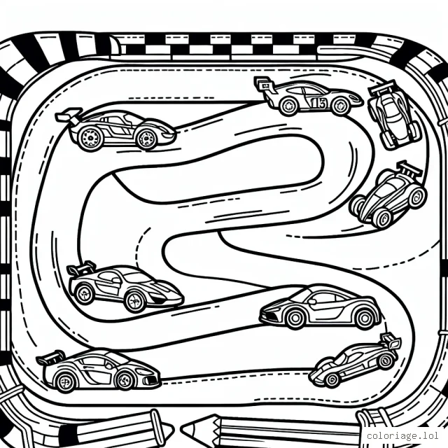 Circuit de course avec des voitures de différentes marques