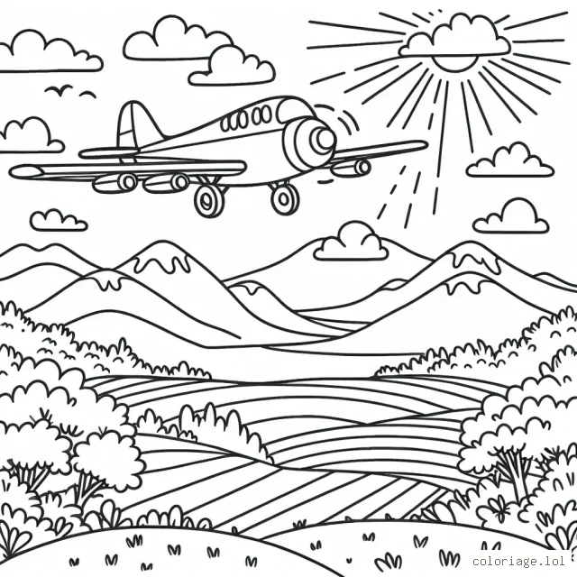Un magnifique avion survolant la campagne et les montagnes