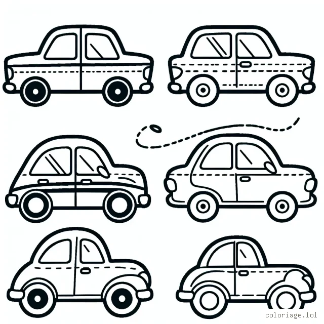 Dessinez chaque voiture selon les couleurs caractéristiques des marques spécifiques.