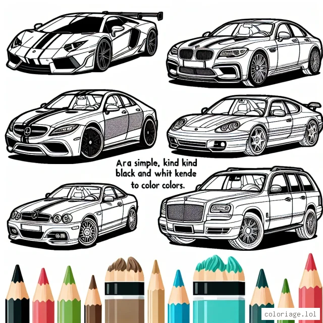 Les merveilleuses voitures de différentes marques te sont présentées sur ces feuilles. Peux-tu les peindre avec leurs couleurs authentiques? Il y a des voitures de sport luxueuses, des berlines élégantes et des fourgons spacieux de marques comme Ferrari, Tesla, Volkswagen, BMW et tant d'autres. Fais revivre ces voitures avec des couleurs éclatantes!