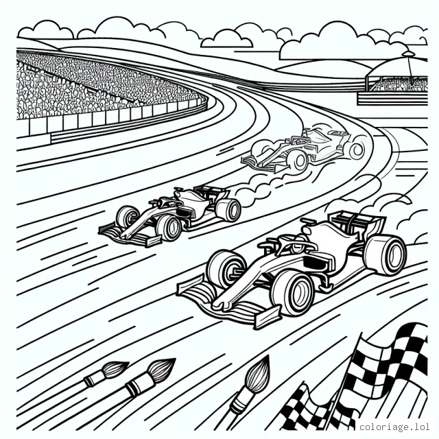 Dessiner une course de voitures de formule 1 sur un circuit animé