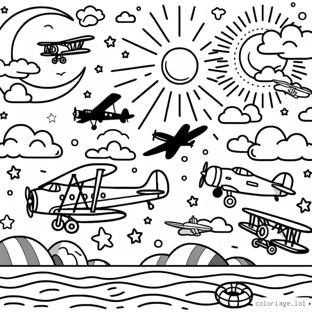 Un jour dans l'atmosphère avec des avions de différentes époques