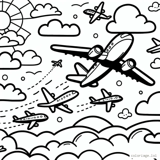 Un voyage dans le ciel avec des avions multicolores