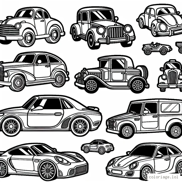 Il existe des marques de voitures incroyablement diverses et colorées pour vous permettre de libérer votre créativité! Chaque voiture est détaillée pour refléter les caractéristiques uniques de chaque marque. Amusez-vous à colorier !