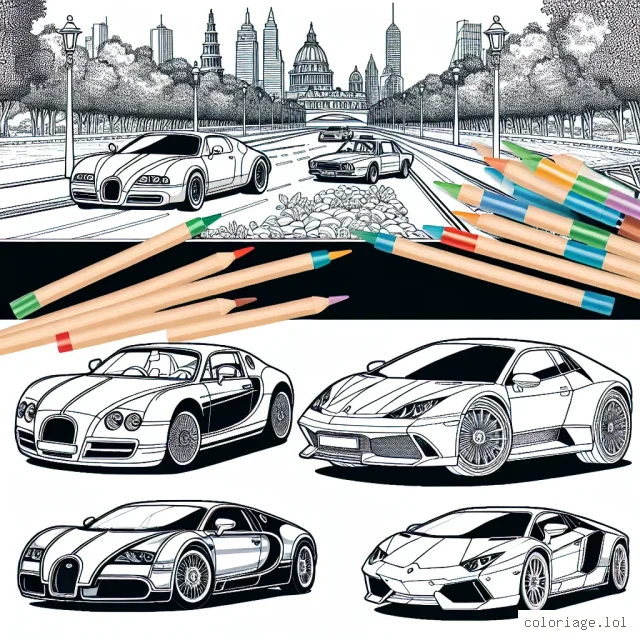 Coloriez avec une précision étonnante des voitures détaillées de différentes marques telles que Ferrari, Bugatti, Mercedes et beaucoup d'autres dans un environnement urbain serein. Faites preuve de créativité en attribuant des couleurs éclatantes à ces véhicules extraordinaires!