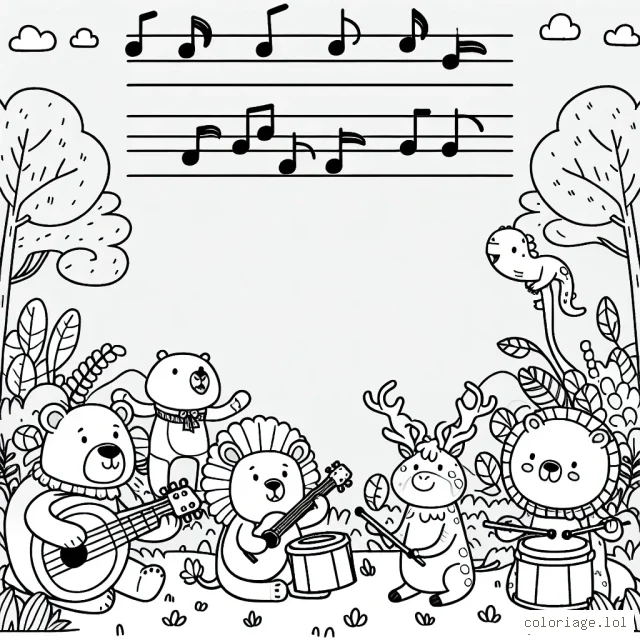 Une bande d’animaux de la jungle qui jouent de la musique