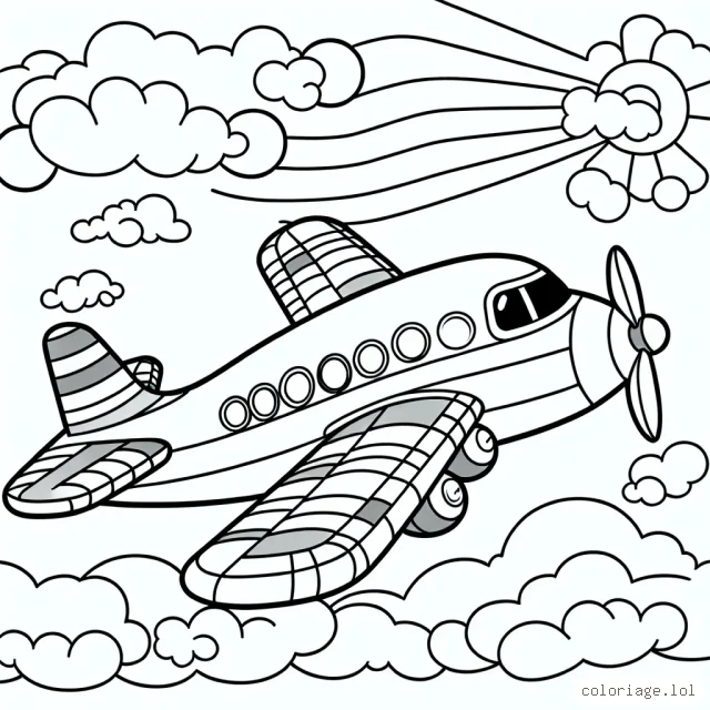 Imagine un avion coloré en plein vol