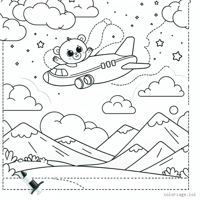 Un avion en plein vol avec des montagnes en arrière-plan