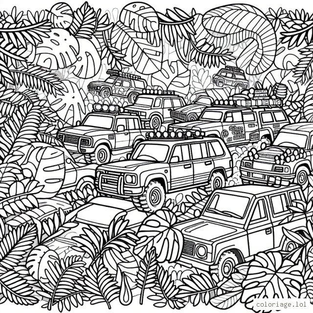 Un rallye de voitures dans la jungle