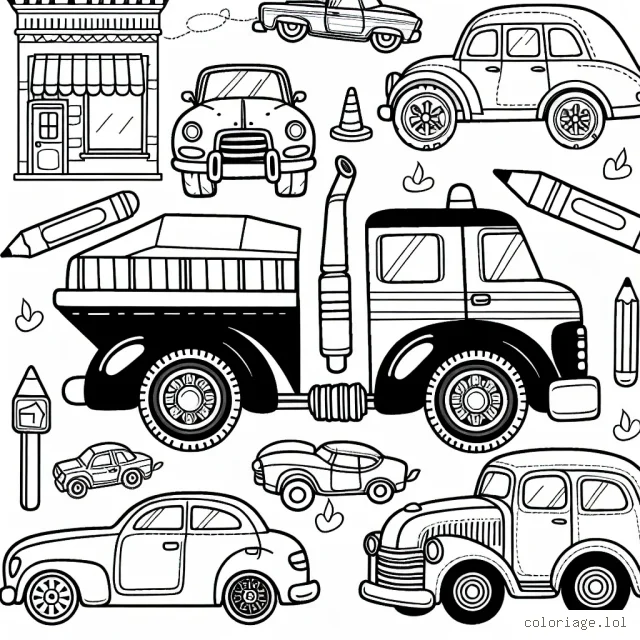 Dessine et colore des voitures montrant les marques les plus célèbres du monde.