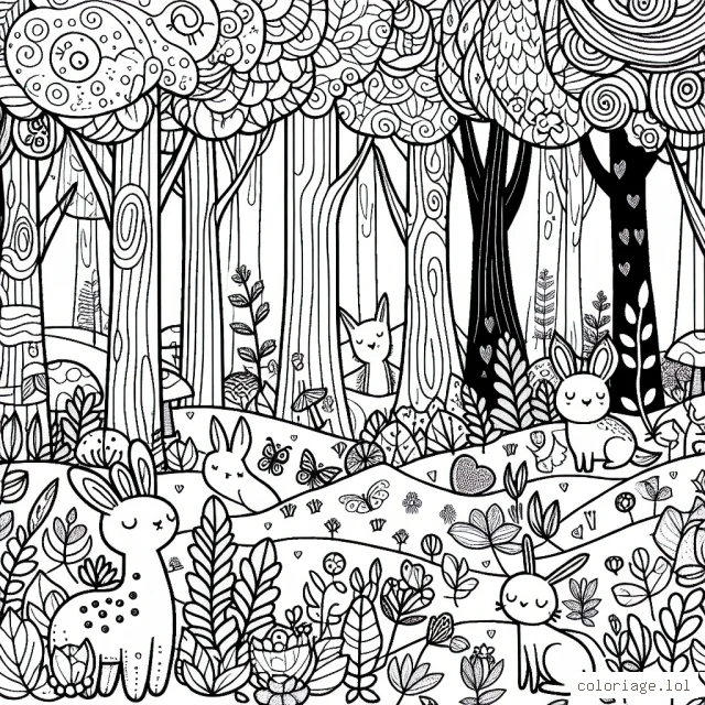 Une forêt enchantée avec des animaux magiques