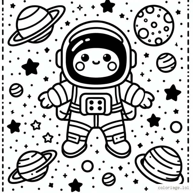 Un astronaute flottant dans l'espace, entouré de planètes et d'étoiles