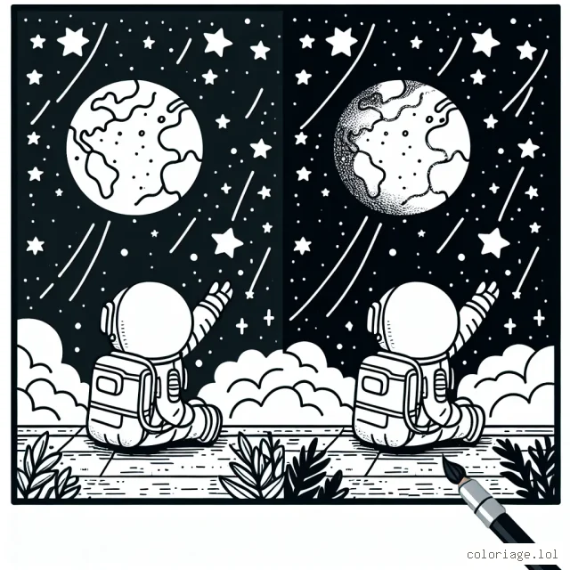 Un astronaute flotte doucement au-dessus de la Terre tout en admirant un magnifique spectacle d'étoiles filantes.