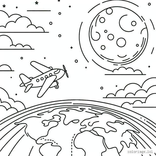 Un avion survolant le monde