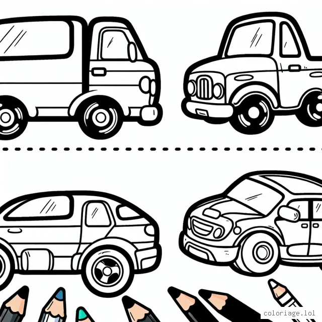 Regarde les différentes marques de voitures sur ce dessin. Peux-tu les colorier toutes correctement? N'oublie pas, chaque marque a sa propre couleur!