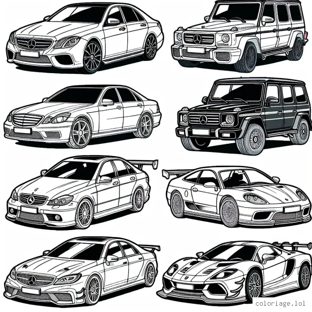 Colour in various cars by brand such as Lamborghini, Toyota, Audi, and Ferrari. Each car has distinctive features to help identify the brand. Don't forget to add your favorite colors!