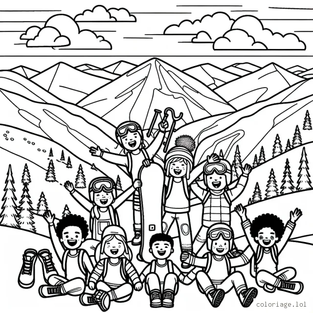 Un groupe d'amis fait du sport extrême dans un paysage montagnard