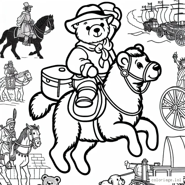 Un ours en peluche part à l'aventure à travers les différentes périodes de l'histoire.