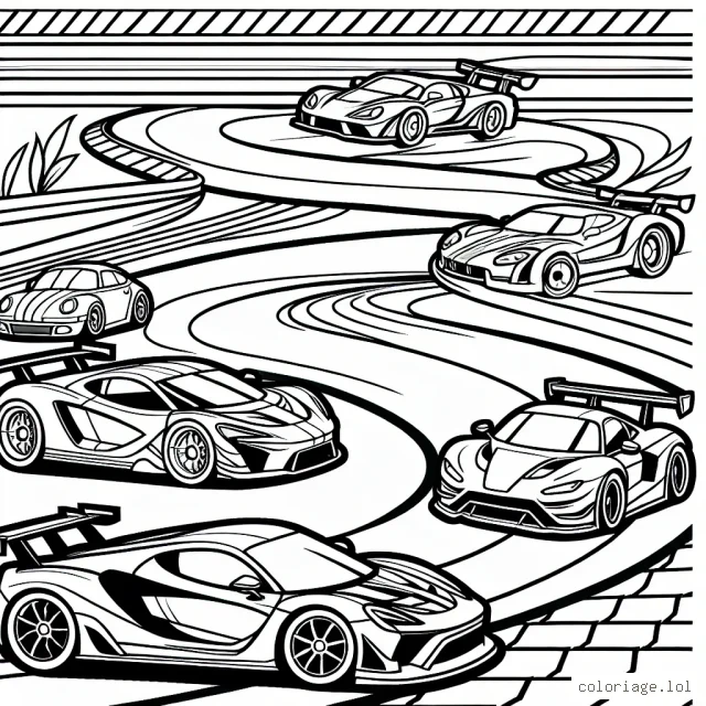 Un circuit de course dynamique avec différentes voitures de sport en action