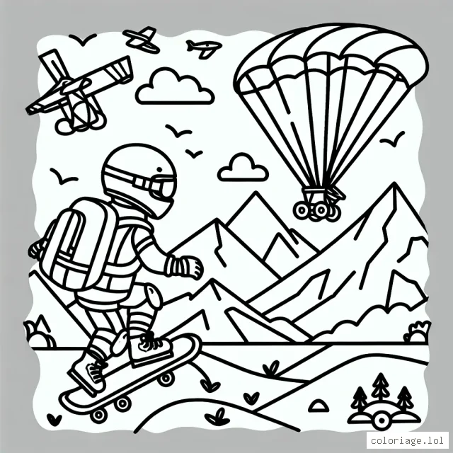 Dessine ton aventure de sport extrême préférée ! Équipe-toi avec un casque, des rollers, un skateboard ou même un parachute. Ajoute de l'excitation à ton dessin en ajoutant des montagnes, des rampes ou des falaises. Utilise tes couleurs préférées pour rendre ta scène d'aventure plus vraie que nature !