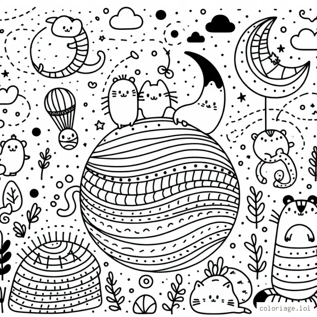 DALL-E, crée un coloriage pour enfant aléatoire, varié et inventif.